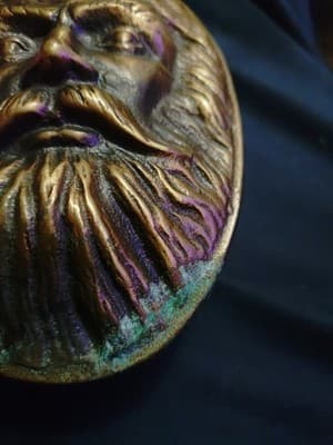 Vtg Scott Nelles Studios Cast Bronze Old Man Face Figural Lidded Box Art Signed - Thumbnail 2