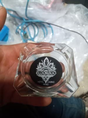 Vintage ELDORADO Hotel Casino Reno Smokey Glass Advertising Ashtray - Image 1