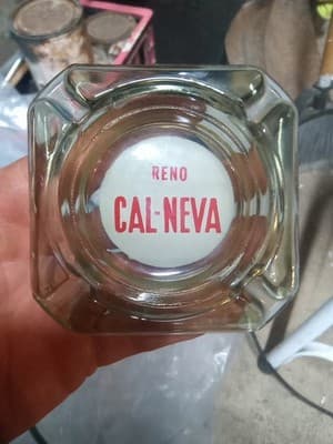 Vintage Cal-Neva Ashtray Reno Nevada Gambling Tobacciana Gray Glass Cigarettes - Image 1