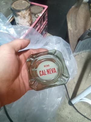 Vintage Cal-Neva Ashtray Reno Nevada Gambling Tobacciana Gray Glass Cigarettes - Thumbnail 4