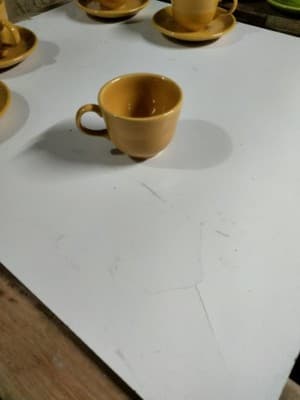 Fiesta Sunflower Yellow Cup and Saucer Set of 4 - HLC USA Stoneware - Thumbnail 3