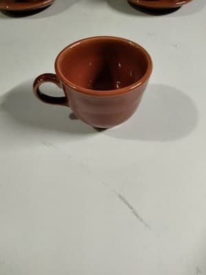 Fiesta Paprika Cup and Saucer Set of 4 - HLC USA Vintage Stoneware - Thumbnail 5
