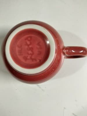 Vintage Fiesta Cinnabar Cup and Saucer Set of 4 - Homer Laughlin HLC USA - Thumbnail 3