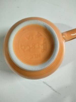 Vintage Fiesta Apricot Cup and Saucer Set of 4 - Homer Laughlin HLC - Thumbnail 4