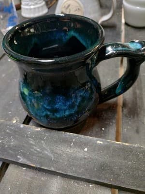 Vintage Banner Oak Pottery Mug New London Art Center MN Drip Glaze - Thumbnail 4