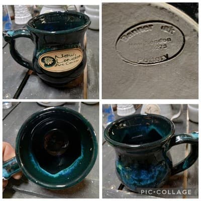 Vintage Banner Oak Pottery Mug New London Art Center MN Drip Glaze - Image 1