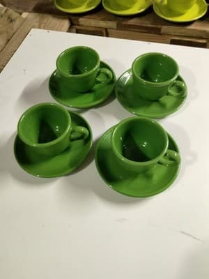 Fiestaware Shamrock Green Teacups and Saucers - Set of 4 - Homer Laughlin HLC... - Thumbnail 5
