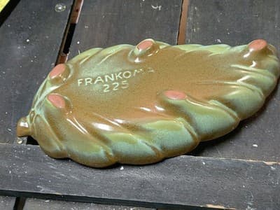 Vintage Frankoma Pottery #225 Prairie Green Leaf Dish w/Brown - Thumbnail 9