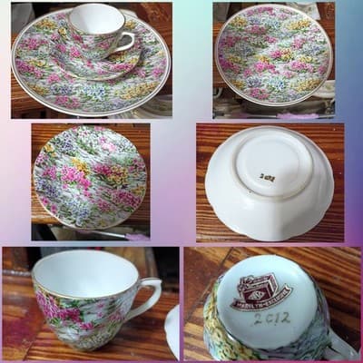 Vintage Consco Marilyn-Exclusive Chintz Teacup Saucer & Plate Trio - Japan - Image 1