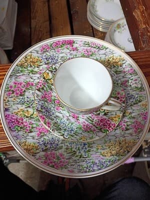 Vintage Consco Marilyn-Exclusive Chintz Teacup Saucer & Plate Trio - Japan - Thumbnail 2