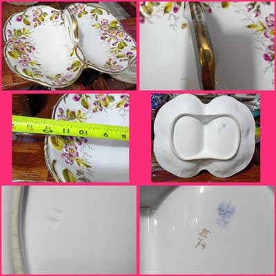 Antique C.T. Altwasser Silesia Divided Lobster Dish - Floral Gold Trim - 12 - Image 1