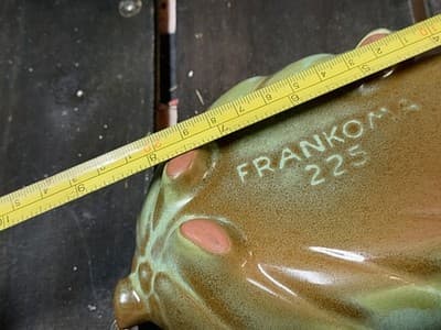 Vintage Frankoma Pottery #225 Prairie Green Leaf Dish w/Brown - Thumbnail 5