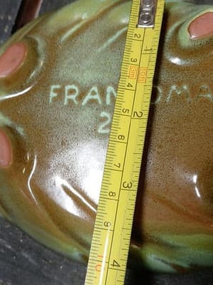 Vintage Frankoma Pottery #225 Prairie Green Leaf Dish w/Brown - Thumbnail 7