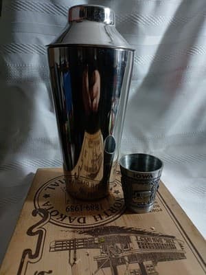 1 Drink Mixer Shaker And 1 Pewter Iowa Shot Glass - Image 1