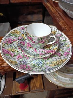 Vintage Consco Marilyn-Exclusive Chintz Teacup Saucer & Plate Trio - Japan - Thumbnail 5