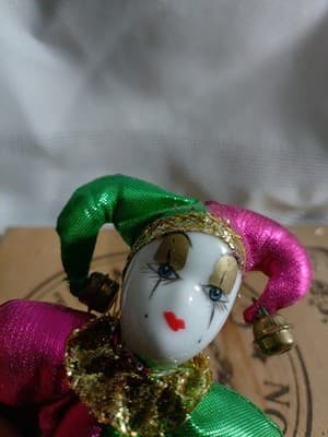 Porcelain Head Jester Doll Magnet. 5". - Thumbnail 3