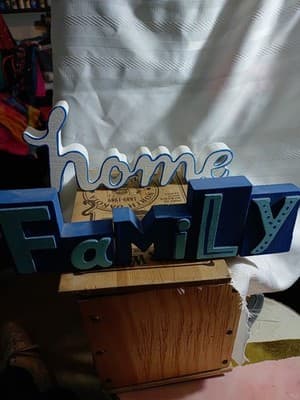 2 Wooden Carved Decorative (home - FaMiLy) - Image 1