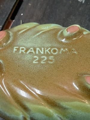 Vintage Frankoma Pottery #225 Prairie Green Leaf Dish w/Brown - Thumbnail 6