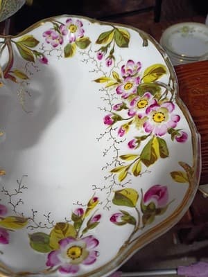 Antique C.T. Altwasser Silesia Divided Lobster Dish - Floral Gold Trim - 12 - Thumbnail 6