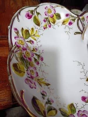 Antique C.T. Altwasser Silesia Divided Lobster Dish - Floral Gold Trim - 12 - Thumbnail 4