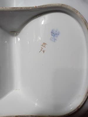 Antique C.T. Altwasser Silesia Divided Lobster Dish - Floral Gold Trim - 12 - Thumbnail 9