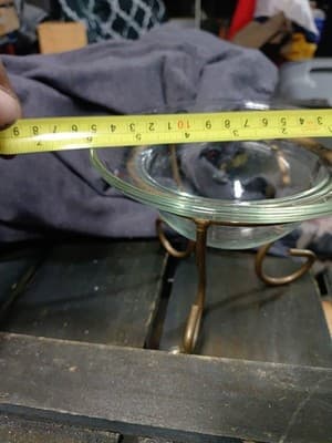 Small Potpourri Candle Holder Glass Dish Brass Stand 5” Tall (30) - Thumbnail 8