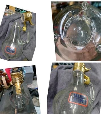 Vintage 1987 Bud Light Light Bulb Glass Dispenser Pitcher Anheuser-Busch - Image 1
