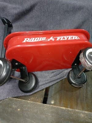 "Vintage Classic Radio Flyer Red Wagon Miniature Metal Toy 6 1/4" Collectible... - Thumbnail 2