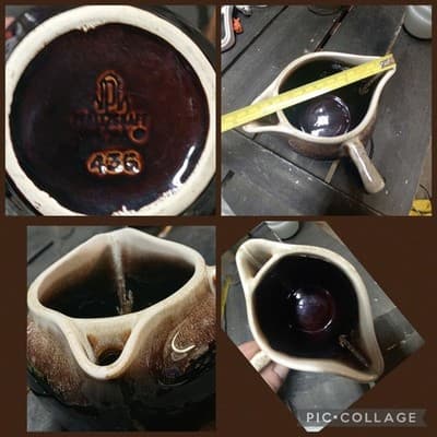 Vintage Pfaltzgraff Brown Drip Gravy Boat 436 3 1/2" Tall - Image 1