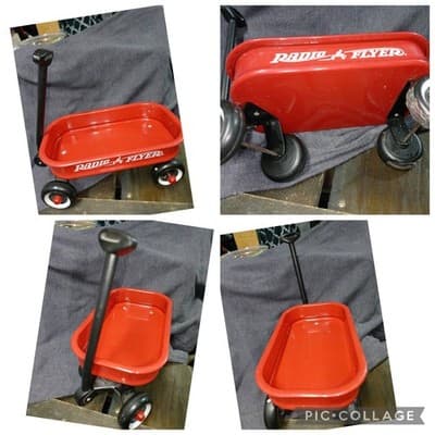"Vintage Classic Radio Flyer Red Wagon Miniature Metal Toy 6 1/4" Collectible... - Image 1