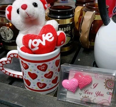 Lot Of 3 Valentines Day Items /Plush Love Bear /Mug /I Love You Desk Sign - Image 1