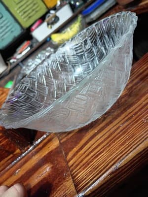 Vintage 3-Piece Glass Salad Set: 9" Basket Weave Bowl & 10" Column Handle... - Thumbnail 12