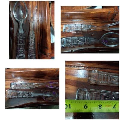 Vintage 3-Piece Glass Salad Set: 9" Basket Weave Bowl & 10" Column Handle... - Thumbnail 2