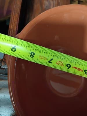 Vintage A.S. Portugal Hand-Painted Handled Serving Bowl Blue Floral Terracotta - Thumbnail 3