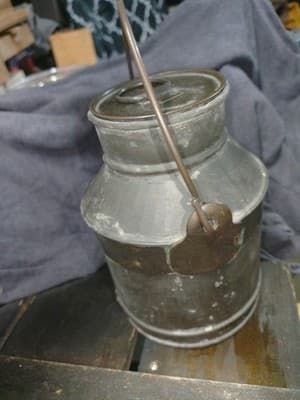 Vintage Primitive Metal Cream Can | Rustic Farmhouse Dairy Pail | Antique... - Thumbnail 2