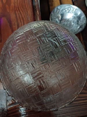 Vintage 3-Piece Glass Salad Set: 9" Basket Weave Bowl & 10" Column Handle... - Thumbnail 13