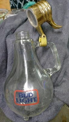 Vintage 1987 Bud Light Light Bulb Glass Dispenser Pitcher Anheuser-Busch - Thumbnail 3