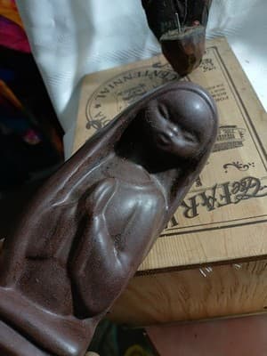 Ceramic Decorative Wall Hanging Of Virgin Mary Made In 1965 - Thumbnail 3