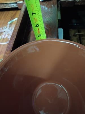 Vintage A.S. Portugal Hand-Painted Handled Serving Bowl Blue Floral Terracotta - Thumbnail 4