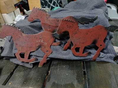 Lot Of 2 Metal Horse Items /3 Running Horses Wall Hanging. / Shadow Casting... - Thumbnail 2