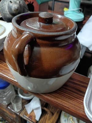 Vintage RRP Co Robinson Ransbottom Stoneware Bean Pot No. 3 Blue Crown Logo - Thumbnail 3