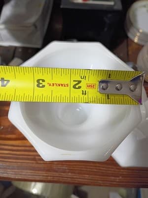 Vintage Milk Glass Octagonal Console Set - Footed Compote Dish & Pair of Finger - Thumbnail 8