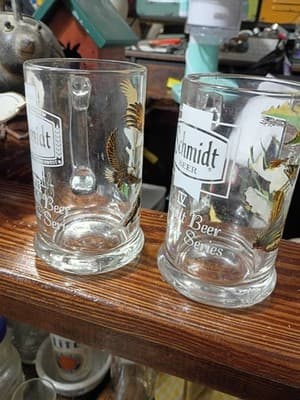 Vintage Schmidt Beer Wildlife Collector Series Glass Mugs - Bald Eagle & Walleye - Thumbnail 3