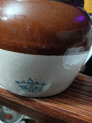 Vintage RRP Co Robinson Ransbottom Stoneware Bean Pot No. 3 Blue Crown Logo - Thumbnail 6