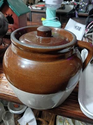 Vintage RRP Co Robinson Ransbottom Stoneware Bean Pot No. 3 Blue Crown Logo - Thumbnail 2