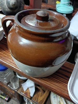 Vintage RRP Co Robinson Ransbottom Stoneware Bean Pot No. 3 Blue Crown Logo - Thumbnail 4