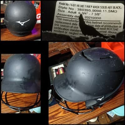 Mizuno B6 Adult Softball Batting Helmet with Face Mask Matte Black 2021 - Image 1