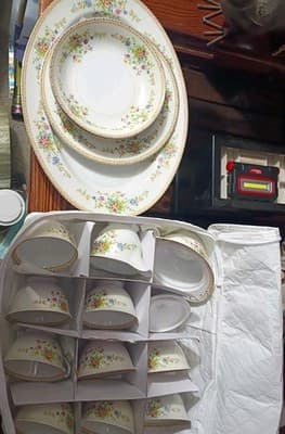 16-Pc National China Patricia Set - NO CHIPS - 15.5" XL Platter, Sugar/Creamer, - Thumbnail 2