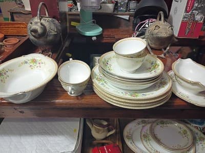 14-Pc Vintage National China Patricia Set - Service for 4 + Gravy Boat & Serving - Image 1