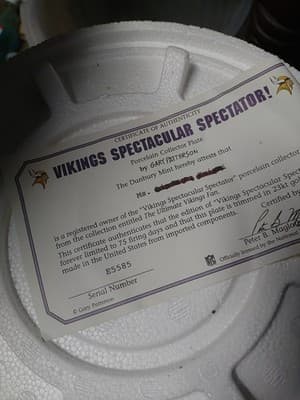 2 Danbury Mint Ultimate Vikings Fan Collector Plates Gary Patterson 8” - Thumbnail 7